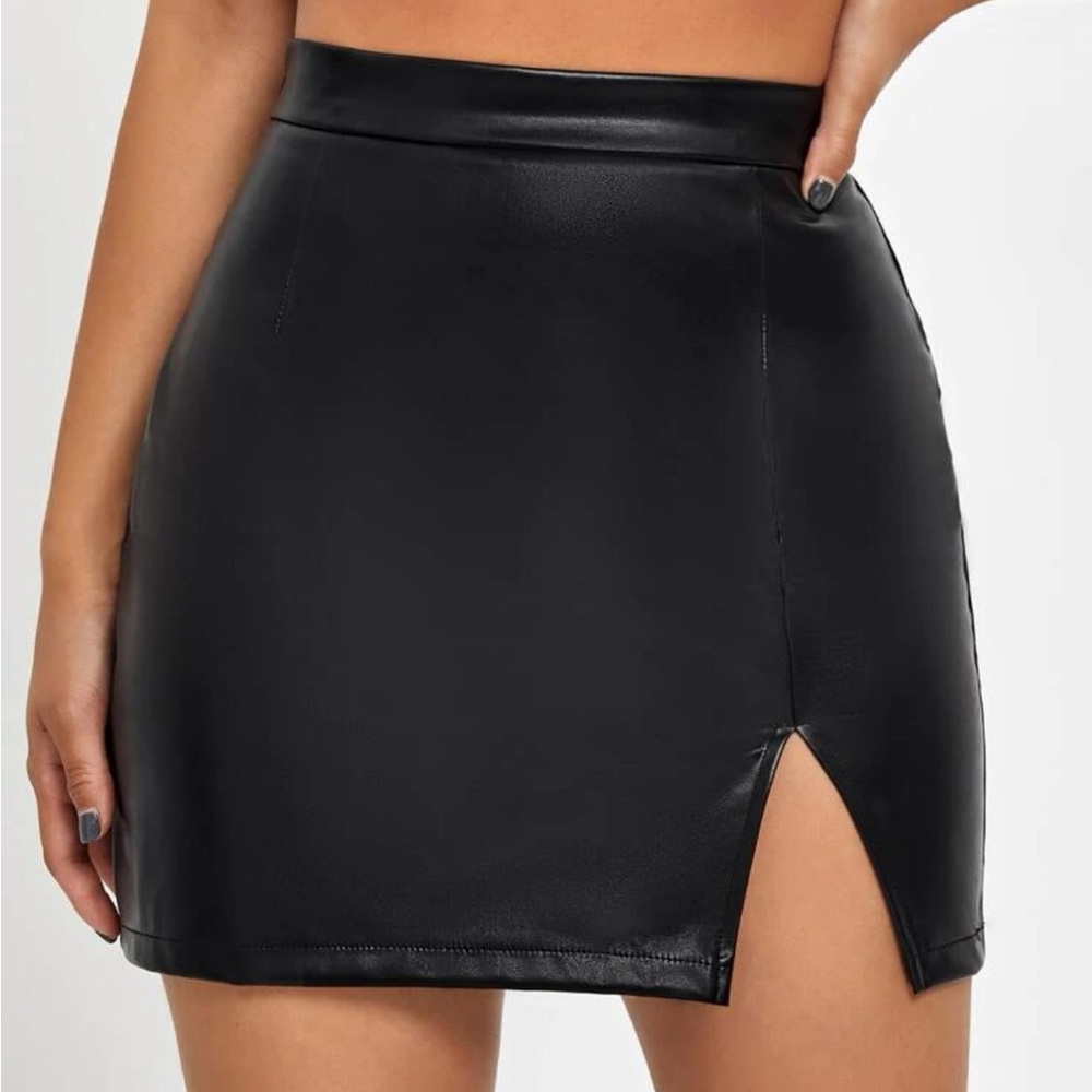 Black faux leather skirt